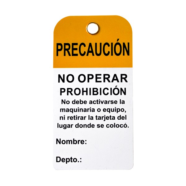 Etiqueta Amarilla Safelock PVC 'No Operar' (10 piezas)