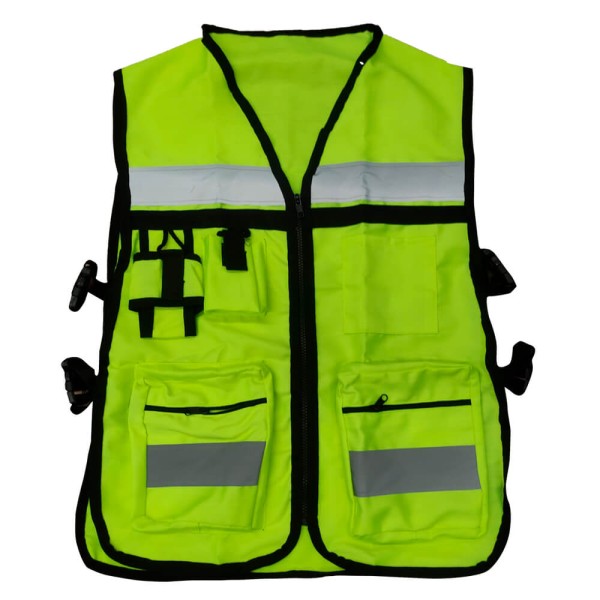 Chaleco Brigadista Amarillo Neon Reflejante con Bolsa
