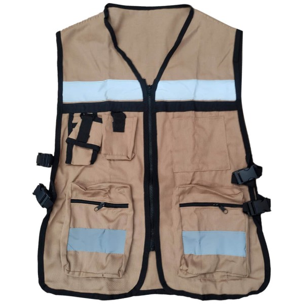 Chaleco Brigadista Kaki Reflejante con Bolsa