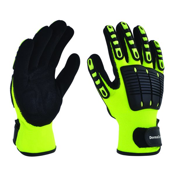 Guante Nylon Fluorescente Tipo Mecanico con PVC